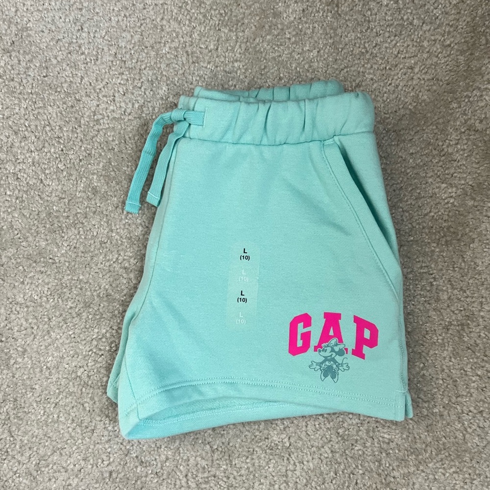 GAP Aqua Shorts with Vibrant Pink Minnie Mouse Logo